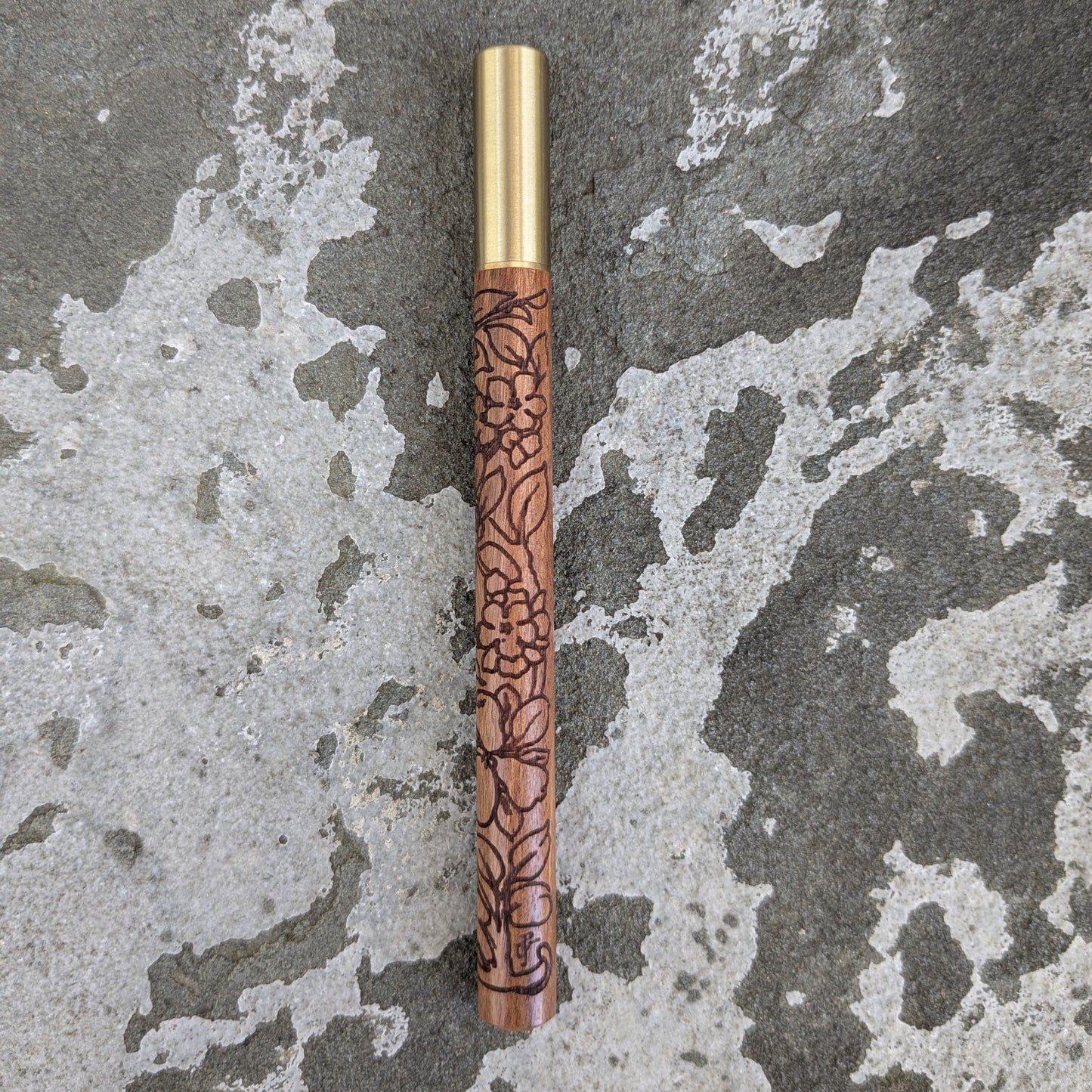 Wood and Brass Laser-Engraved Pen
