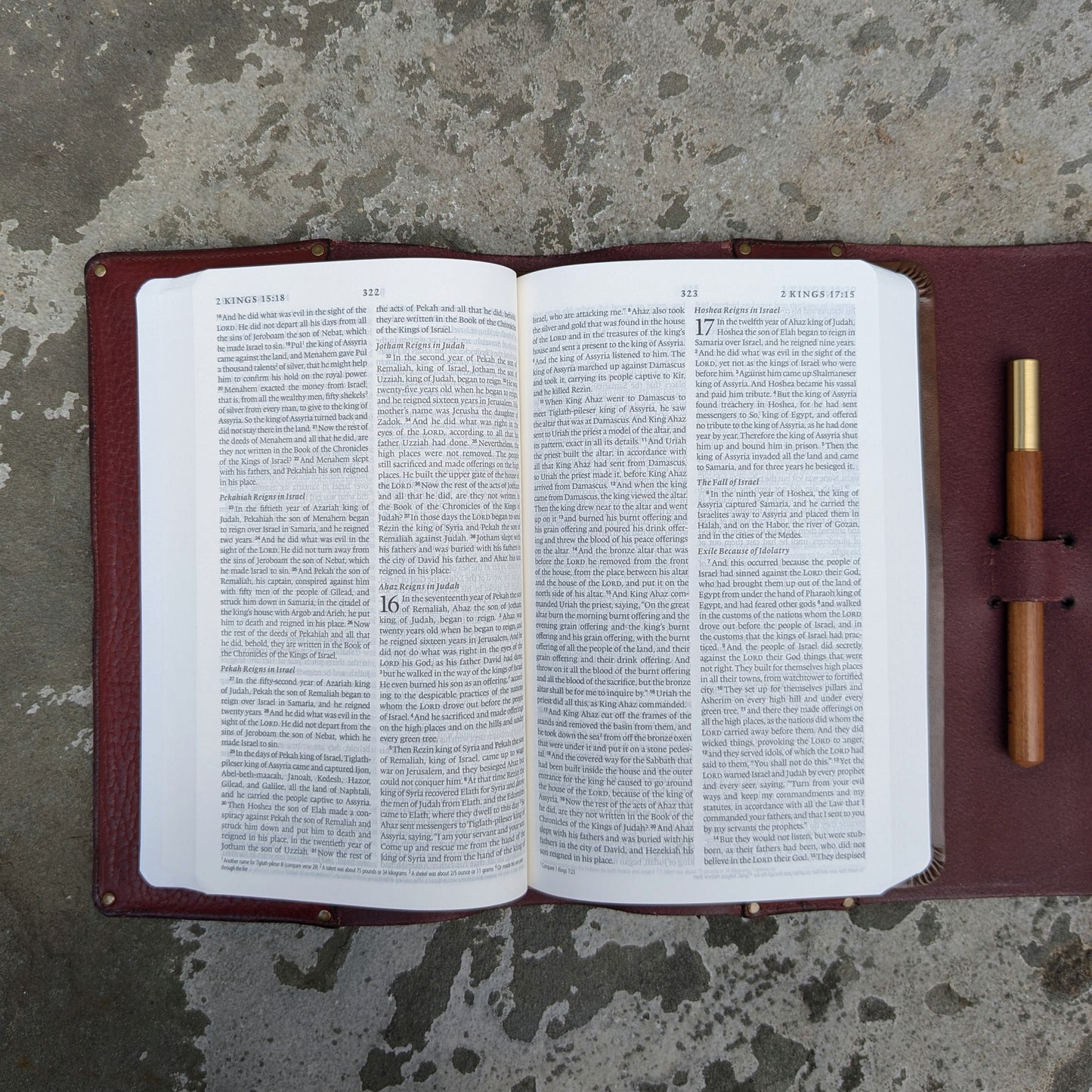 Burgundy Leather Bible Cover with ESV Thinline Bible