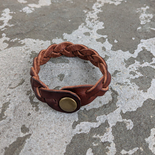 Three-Strand Braided Leather Bracelet