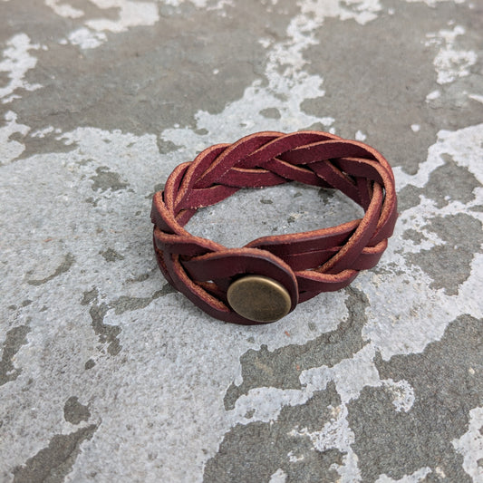 Five-Strand Braided Leather Bracelet