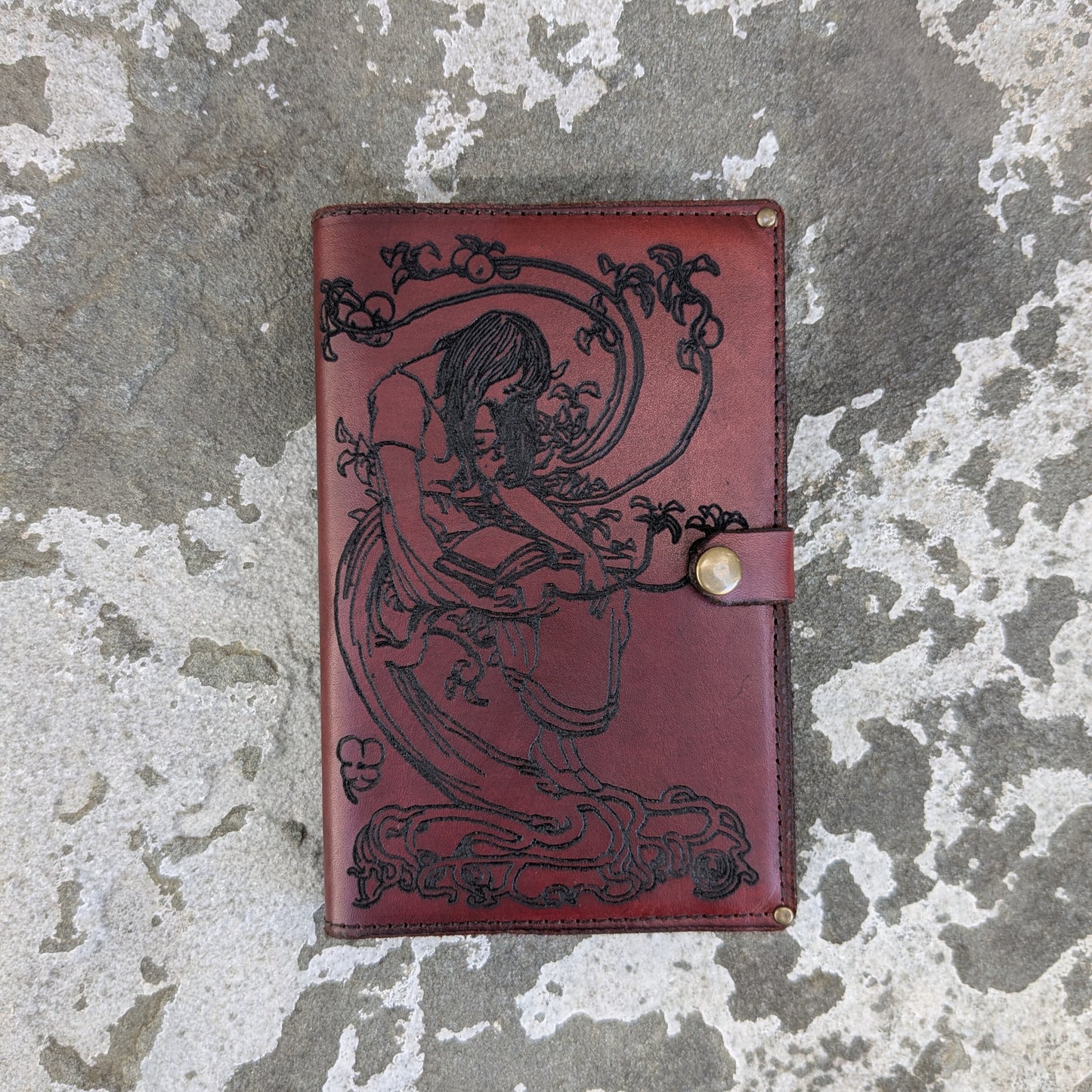 Girl Reading Journal in Burgundy - Small