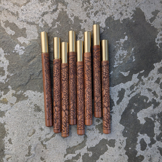 Wood and Brass Laser-Engraved Pen