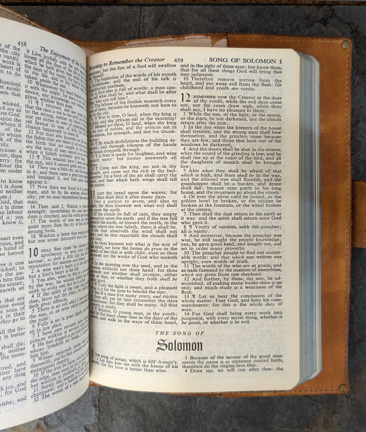 Vintage KJV Bible in Custom Leather Cover